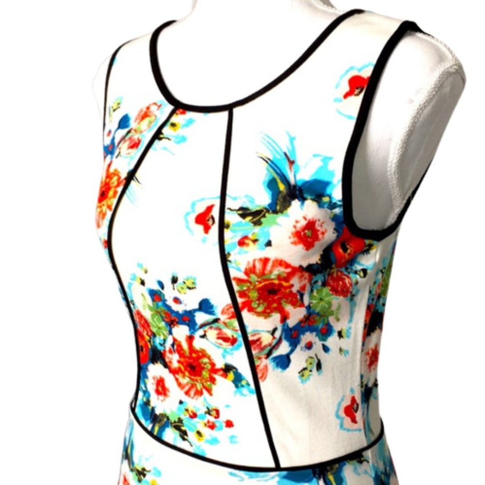 Anthropologie  Black White Floral Peplum Top  XS - Picture 3 of 8